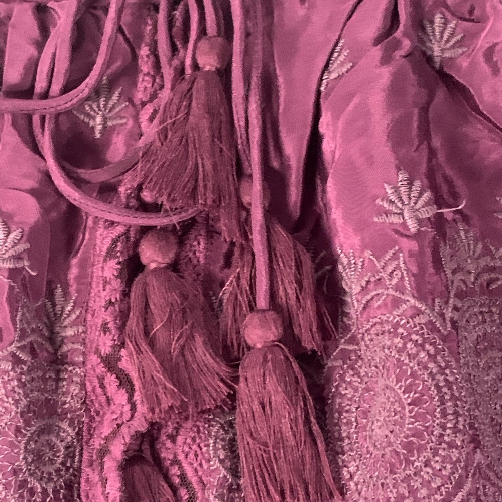 Intimately By Free People Plum Purple Jenna Boho Embroidered Top NWT Size Medium - Picture 8 of 10